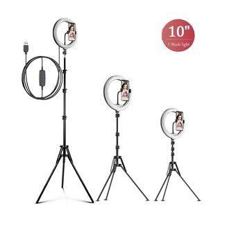 Apexel Ring Light 10“ with 2.1m Stand and Holder - 2