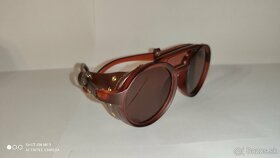 luxusne slnecne okuliare s koženymi bočnicami hnede - 2