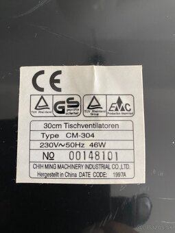 Ventilátor stolový biely - 2