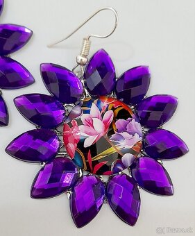 Handmade náušnice, fialové - 2