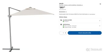 IKEA Slnečník, závesný, svetlá sivobéžová, 300x200 cm - 2