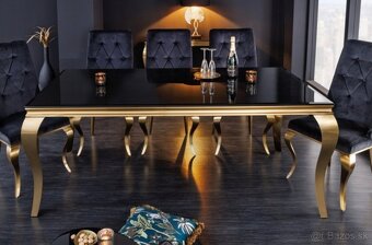 zlatý glamour stolík s čiernym tvrdeným sklom 180 PREMIUM - 2