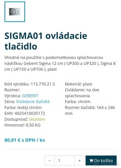 Tlačidlo Geberit, hliník strieborný. - 2