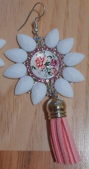 Handmade náušnice so strapcami, biele - 2