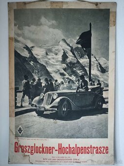 Plagát z cca 1930, Großglockner Hochalpenstraße,  Alpy - 2
