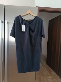 COS luxusné tmavo modré bavlnené šaty S-M - 2