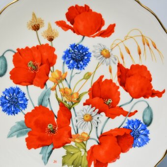 Anglický porcelánový tanier - Divoké maky, nevädza - 2