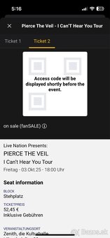 pierce the veil koncert listky/ tickets - 2
