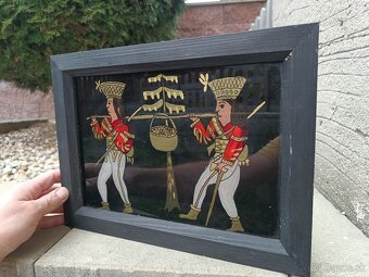 starožitný obraz maľba na skle Zbojníci - 2