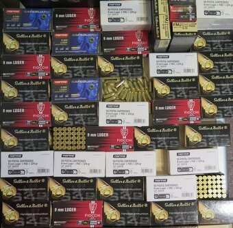 Predám náboje 9 mm Luger NORMA,Sellier&Bellot, Fiocchi, GECO - 2