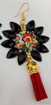 Handmade náušnice so strapcami, čierne - 2