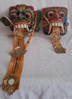 3 ručne tesané masky Barong a ceremoniálna maska (Bali) - 2