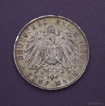 Strieborná 5 Marka 1906 J - Brémy - Krásna a Vzácna - 2