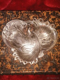 Nemecký secesný strieborný tanier. Lange a Gunther - 2