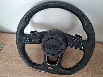 AUDI VOLANT ZKOSENY KARBON PERFOROVANY BIELE ŠITIE - 2