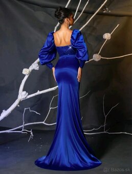Krásne modré spoločenské šaty - 2