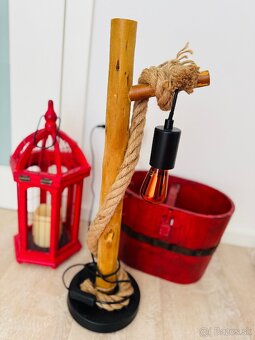 🪵✨ Štýlová drevená lampa s lanom ✨🪵 - 2