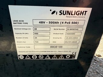 Prodám trakční baterii 48V 500Ah po desulfataci - 2