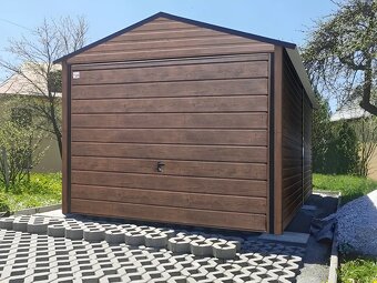 Plechová Garáž 3×4 m ELEGANT – Orech / RAL 8017 - 2
