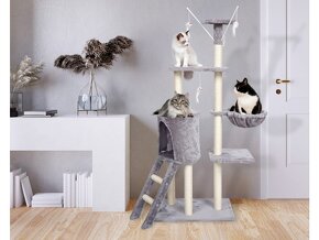 Škrabadlo pre mačky / Mačací strom 138cm, sivá farba - 2