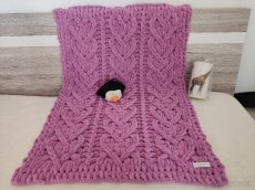 Pletená detská deka ružovo-fialová - 2