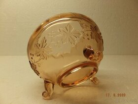 Art Deco, moc hezká rosalinová dóza na nožičkách. - 2