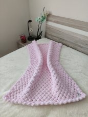 Pletená detská deka svetlo-ružová - 2