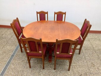 Rustikální jídelní set, rozkládací stůl, 6 židlí, masív - 2