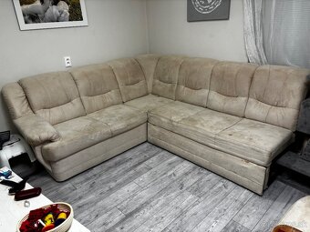 Vypoužívaná gaučová súprava vhodná na prečalunenie - 2