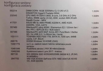 predam PC - RYZEN 5 3600, GTX 1660S 6GB, 16GB RAM - 2