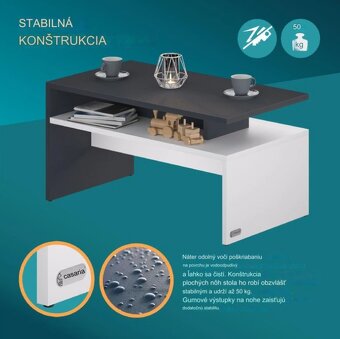 Konferenčný stolík 92x50x47cm biely antracit - 2