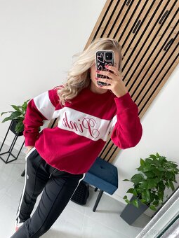 Victoria’s Secret PINK bordovo biela mikina S - 2