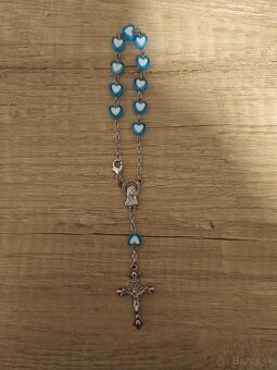 Ruženec na zapínanie (napr. do auta) - srdiečko modré - 2