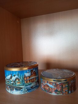 Staršie farebné plechové dózy - cena za 2ks spolu - 2