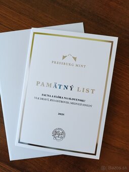Pamätný list Fauna a flóra ku 3,33 euro minciam - 2