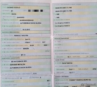 DACIA SANDERO 1.2 2013 predám MOTOR D4F F7, DVERE, PIATE DVE - 2