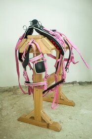 Poprsný nylonový postroj pre koňa ružový FULL - 2