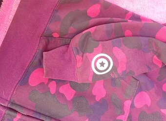 BApe color camo shark full zip hoodie purple - 2