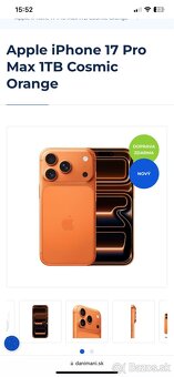 iPhone 17 pro max 1TB cosmic orange - nerozbaleny nový - 2