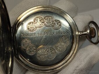 Starožitné pánské tříplášťové celostříbrné kapesní hodinky - 2