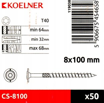 Tesárske skrutky Koelner CS-8100 - 2