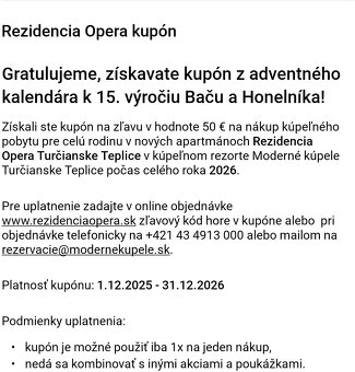 Zľavový kupón do Rezidencie Opera Turčianske Teplice - 2