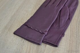 fialové kožené rukavice M - 2