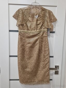 Zlaté šaty s bolérkom, veľ. 40, nové - 2