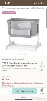 Feedo postielka detska polohovatelna - 2