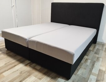 manzelska postel 180x200x50 cm, cierno-siva - 2