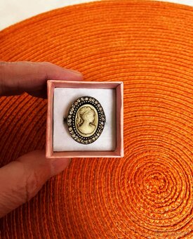 Starožitná kamej súprava náušnice a prsteň - 2