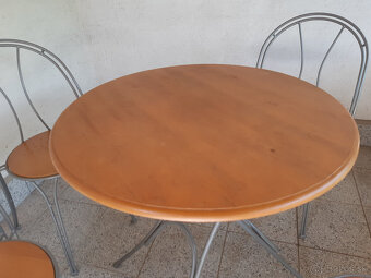 IKEA okrúhly skladací stôl a 4 stoličky kov a drevo - 2