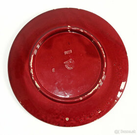 Starožitný secesný nástenný tanier kamenina - 2
