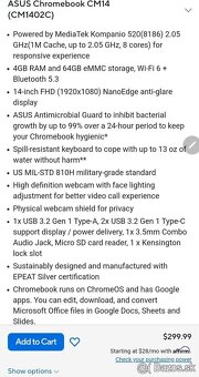 Predam notebook Asus Chromebook, nepouzivany, v krabici. - 2